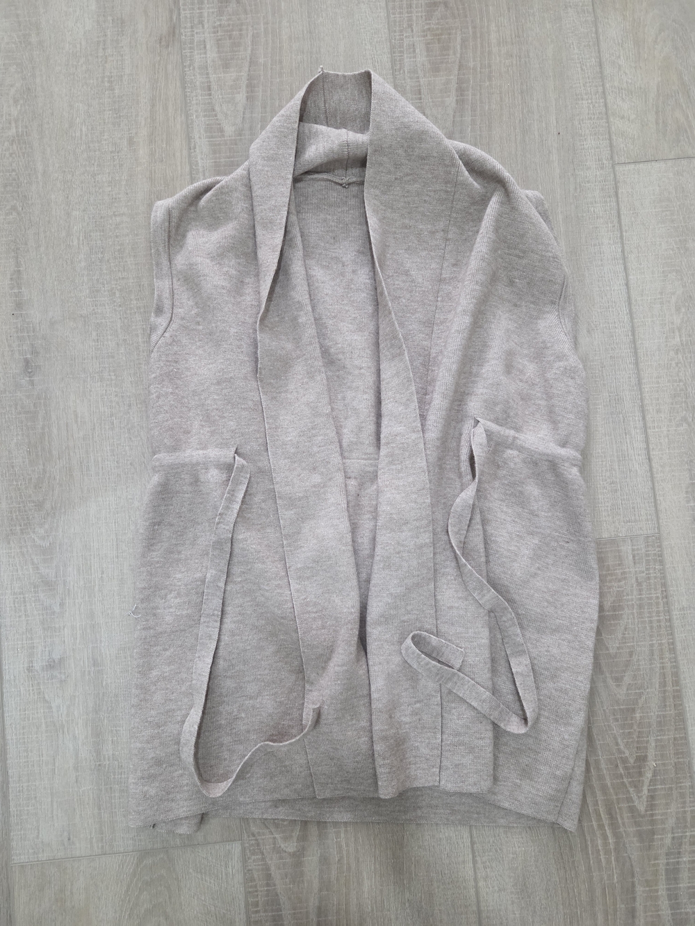 Shein Maternity - Open-Front Shawl Collar Cardigan Vest in Light Taupe